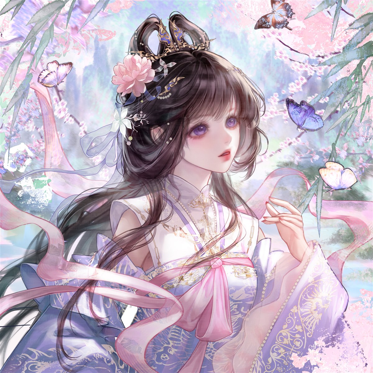 蝶梦花影风格数字头像图片